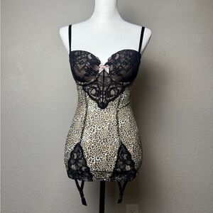 NWT Victoria's Secret Leopard Print Lingerie with Black Lace